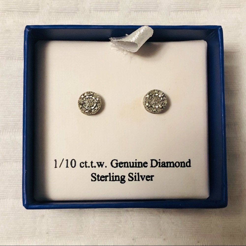 Genuine Diamond Sterling Silver Stud Earrings